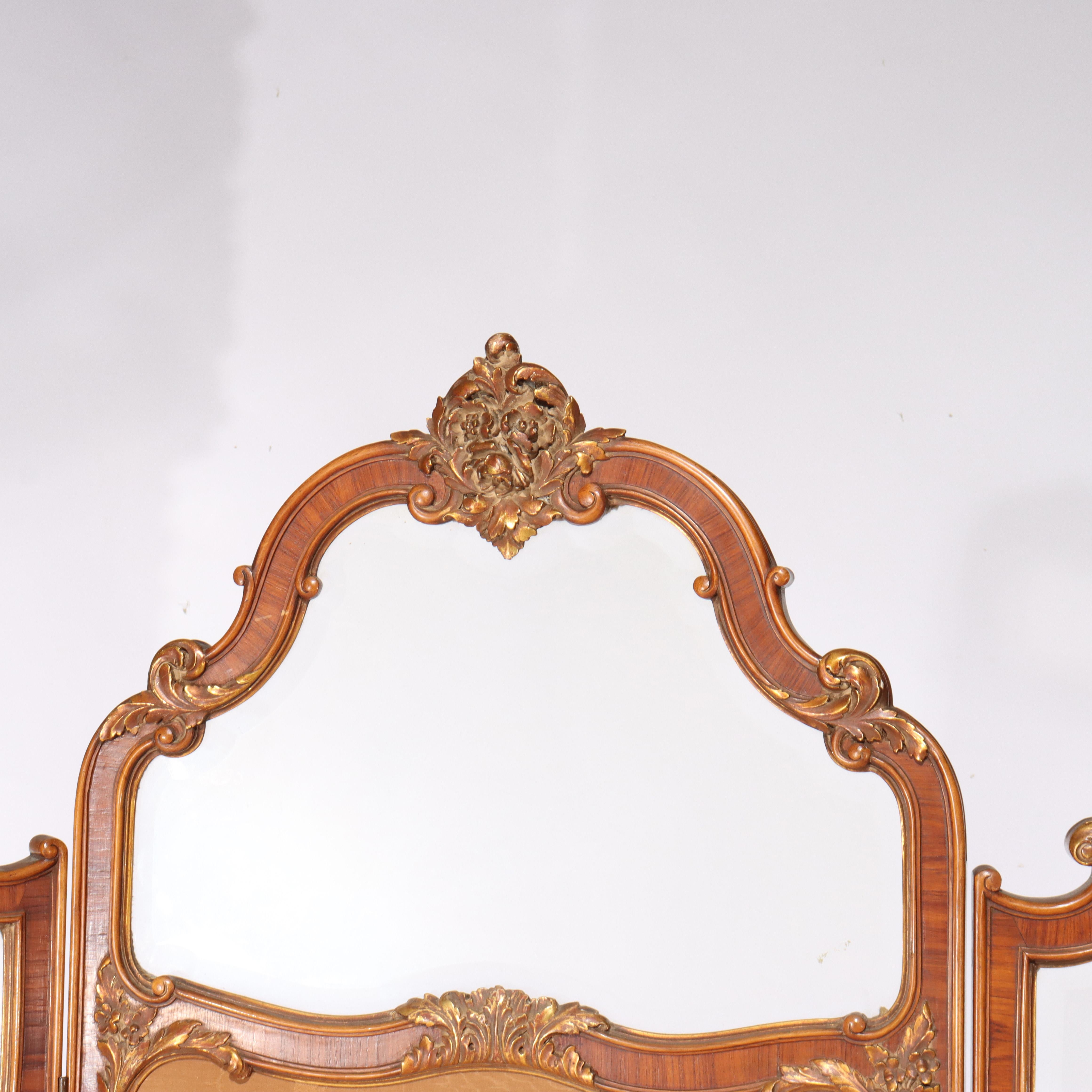 Französisches Königsholz, Mahagoni, besticktes und abgeschrägtes Glas, getäfelter Bildschirm, um 1890 im Angebot 1