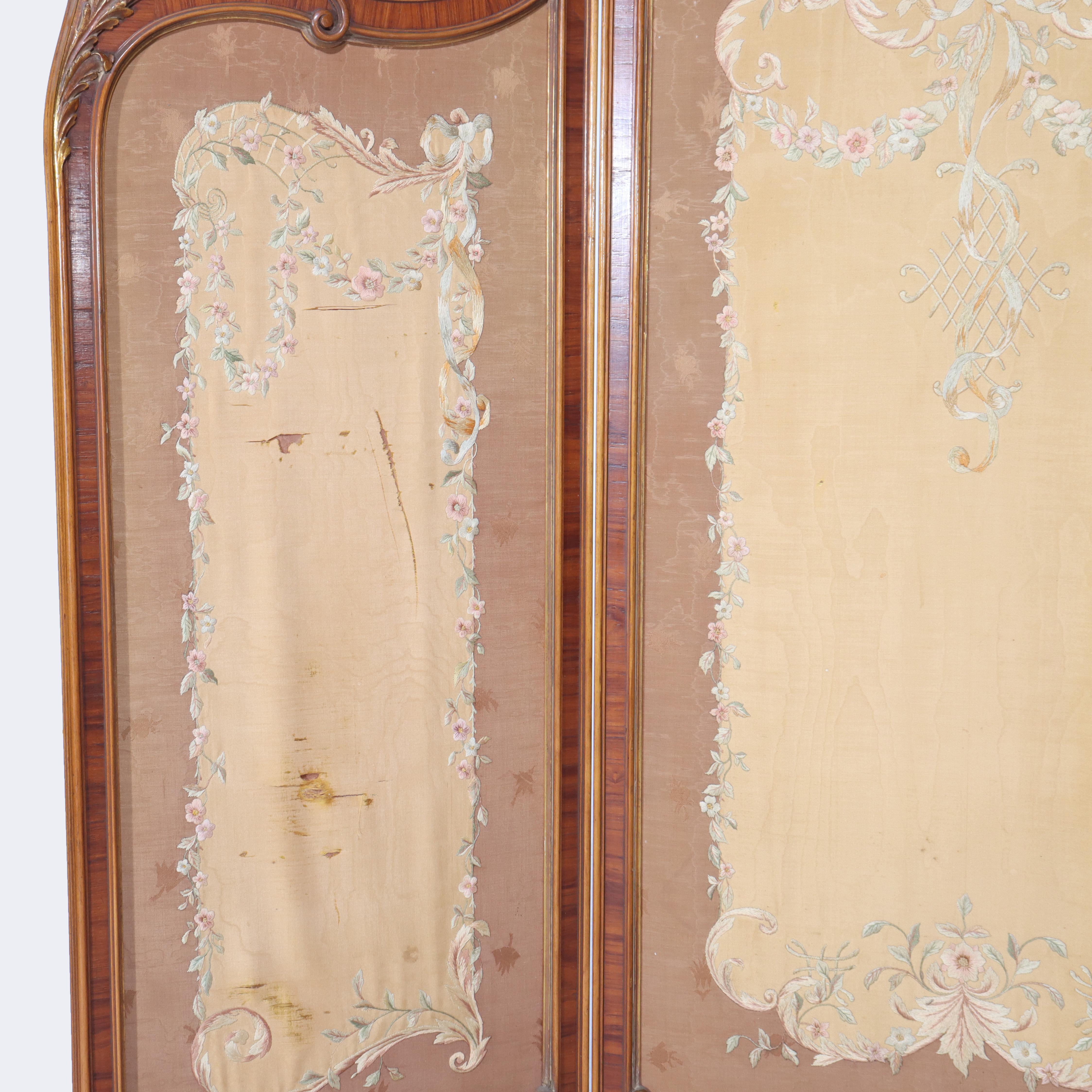 Französisches Königsholz, Mahagoni, besticktes und abgeschrägtes Glas, getäfelter Bildschirm, um 1890 im Angebot 3