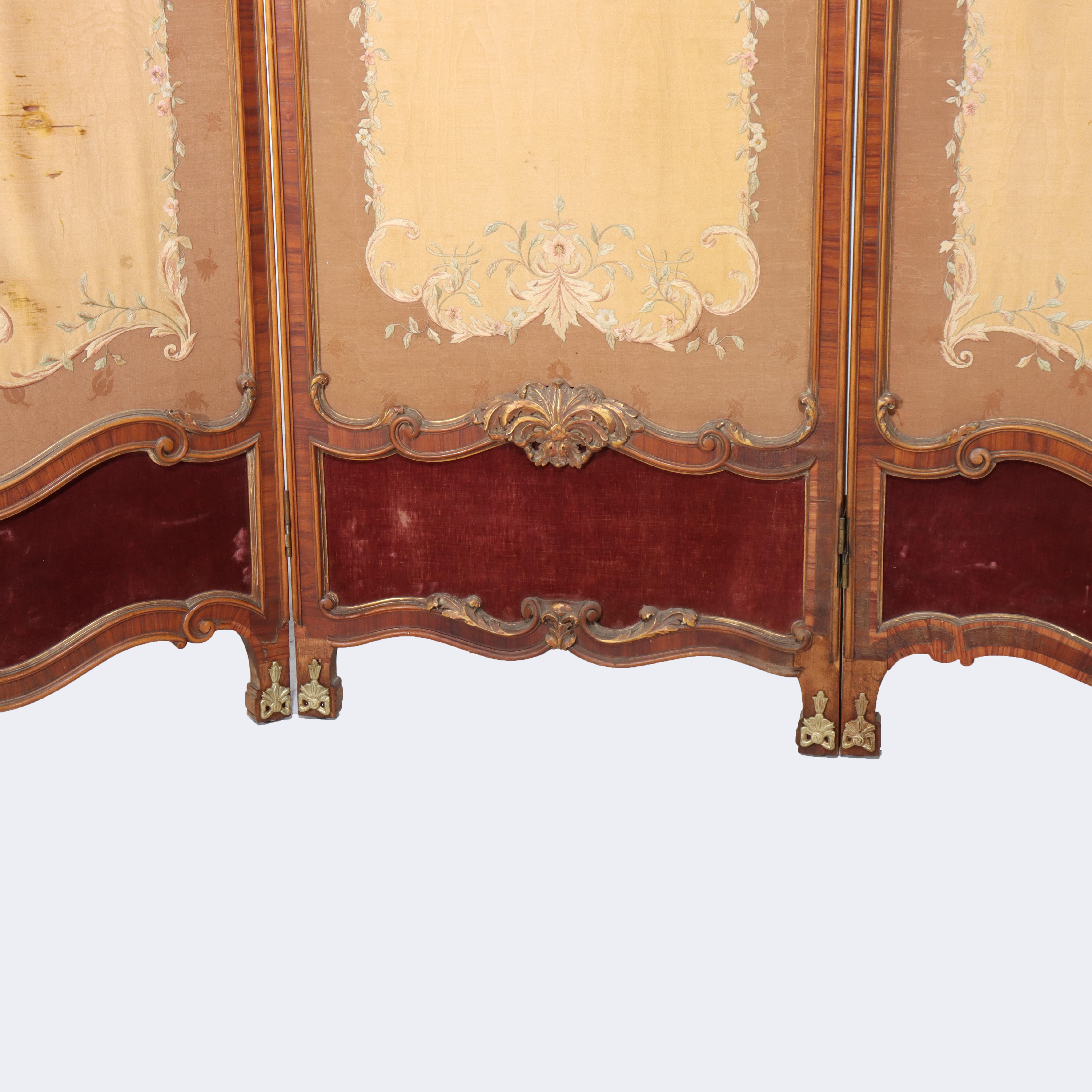 Französisches Königsholz, Mahagoni, besticktes und abgeschrägtes Glas, getäfelter Bildschirm, um 1890 im Angebot 5