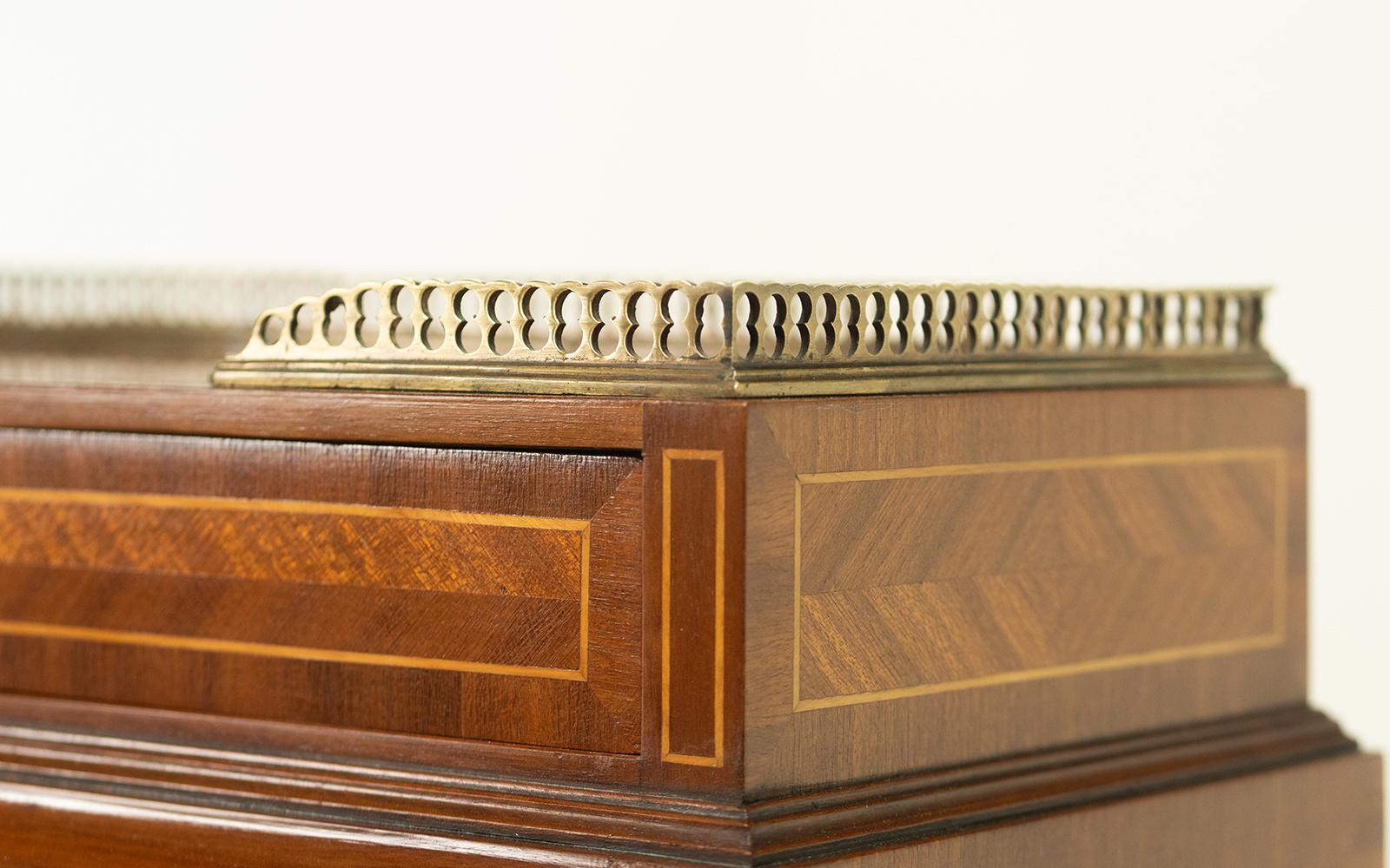 Mid-Century Modern French Kingwood Mahogany Roll Top Cylinder Desk