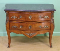 French Kingwood Marble Topped Bombe Commode