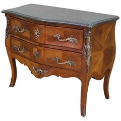 French Kingwood Marble Topped Bombe Commode