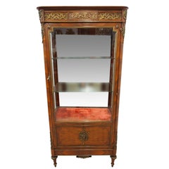 Antique French Kingwood Mirror Back Vitrine