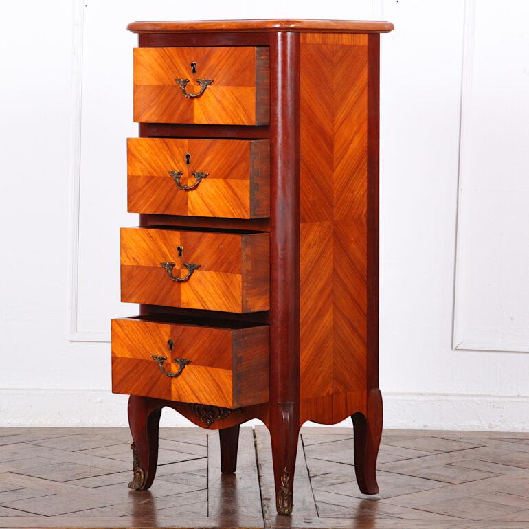 20th Century French Kingwood Narrow Chest Commode Nightstand