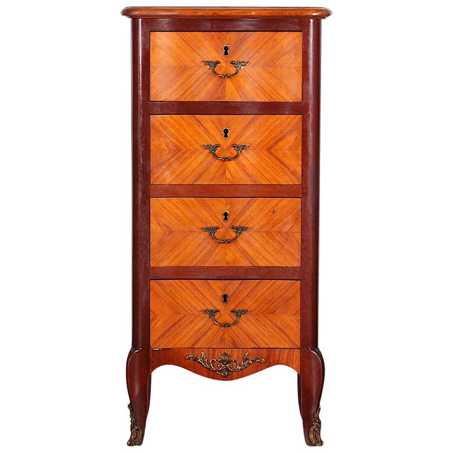 French Kingwood Narrow Chest Commode Nightstand