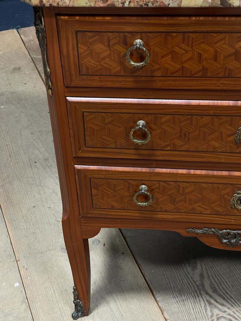 French Kingwood Parquetry Commode Chest of Drawers For Sale 9