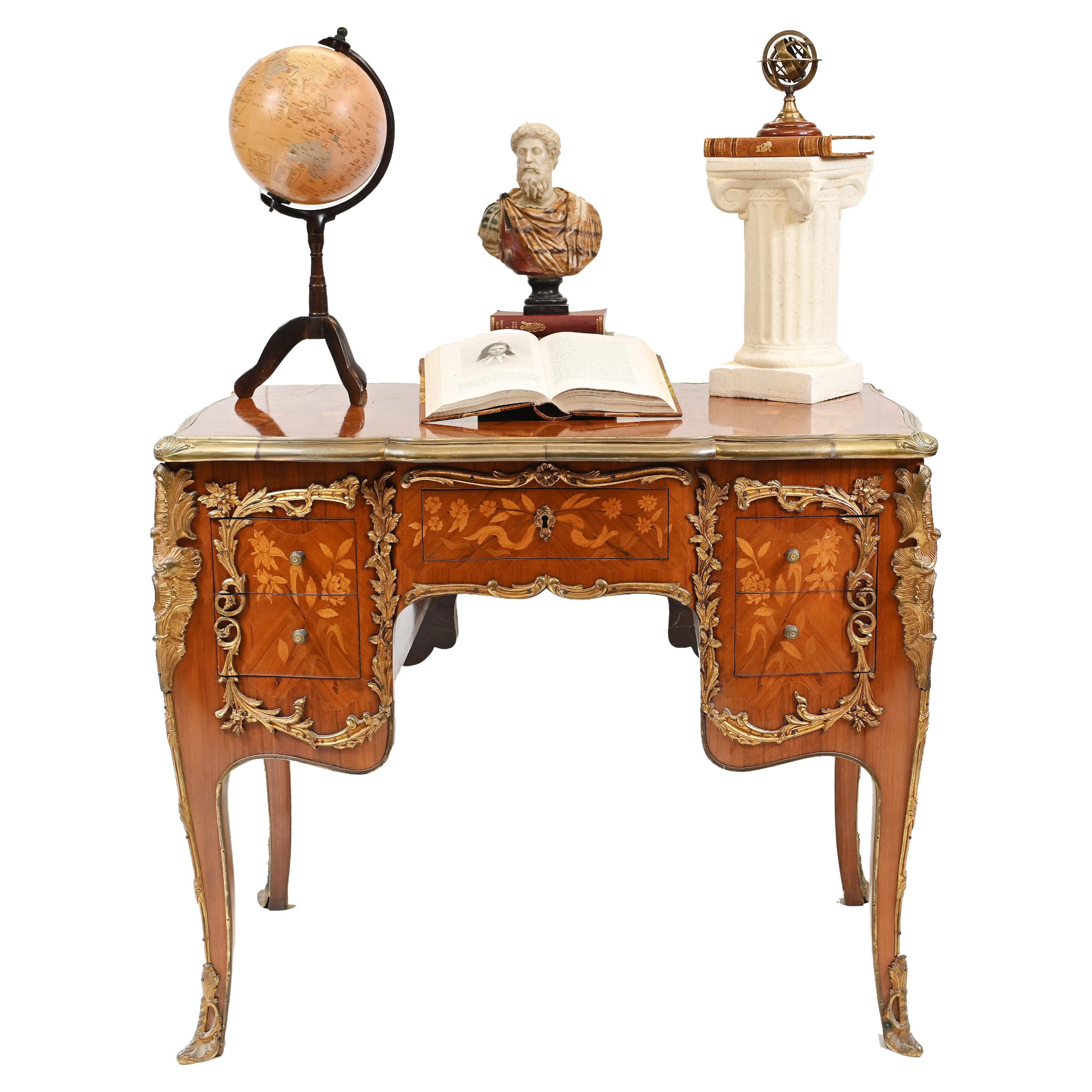 French Knee Hole Desk Empire Inlay For Sale