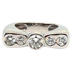 Bague à nœud français  5 Diamants 1.8 carats Or blanc 18 carats