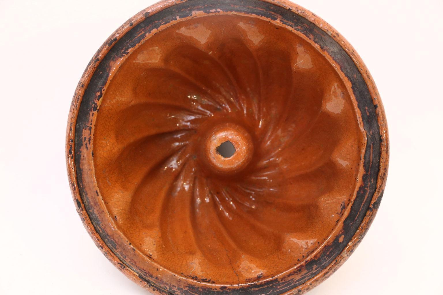 French Kouglof Mold in Ruddy-Terracotta Color Glaze 1