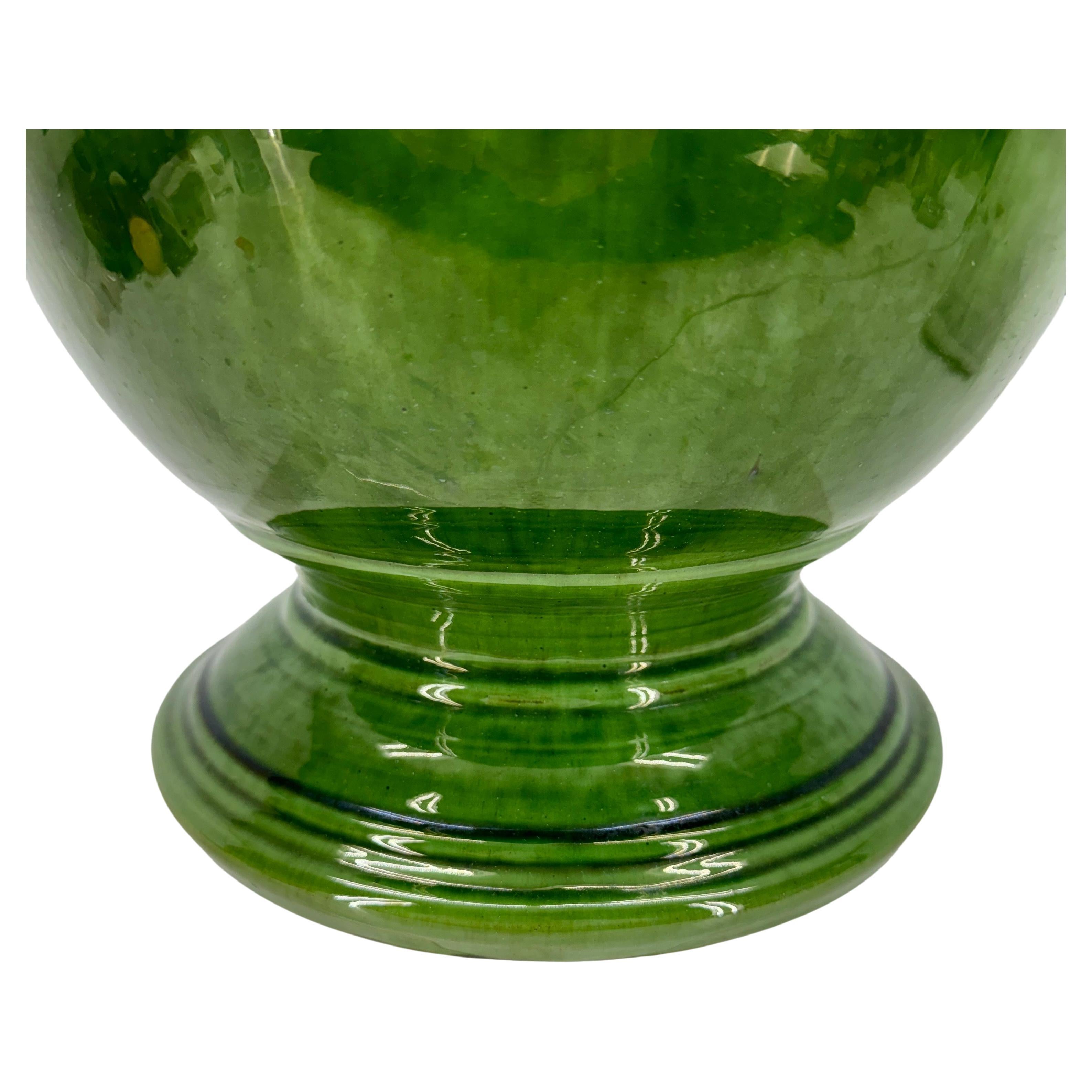 Ceramic Large French La Madeleine Green Glazed Anduze Planter Urn
