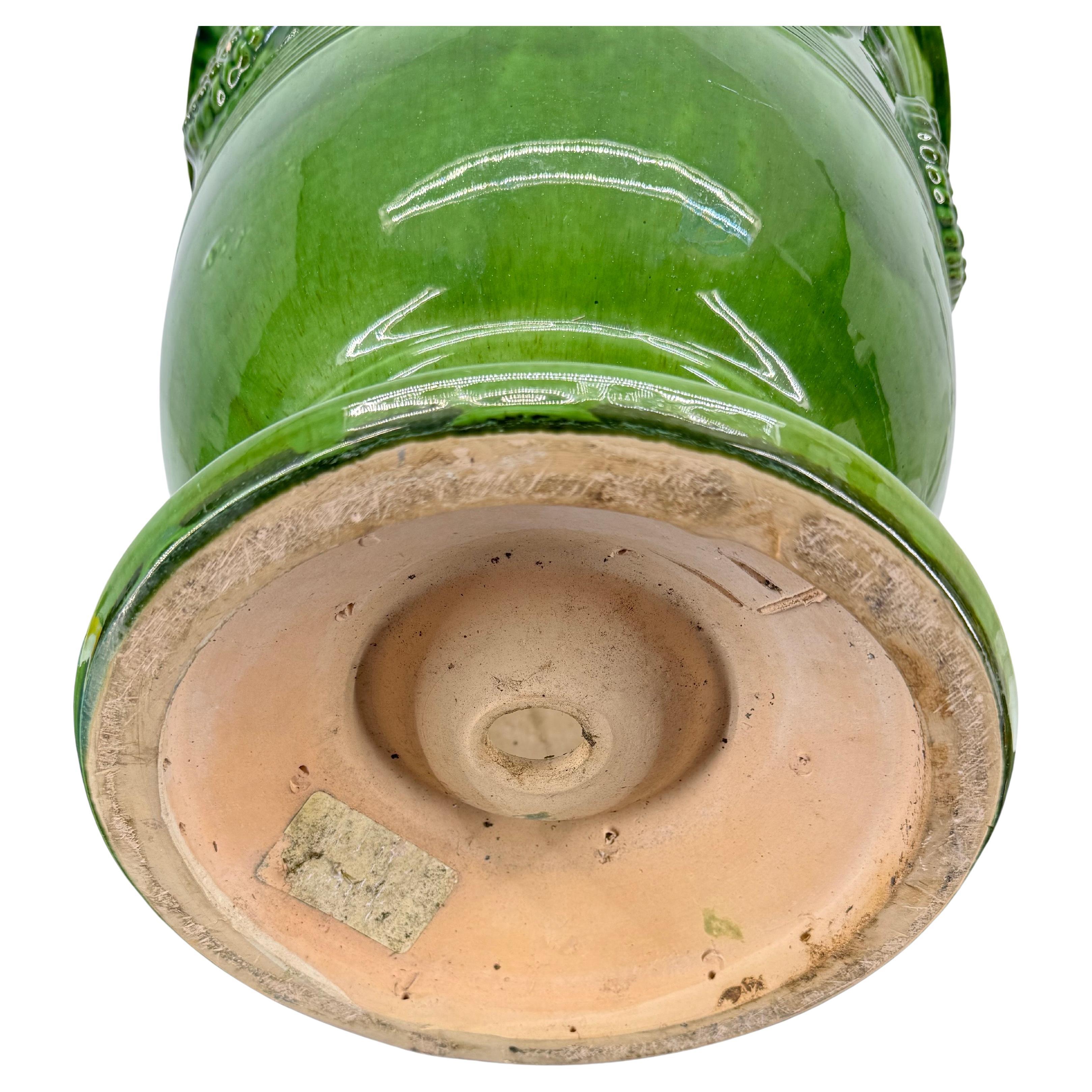 Large French La Madeleine Green Glazed Anduze Planter Urn 2