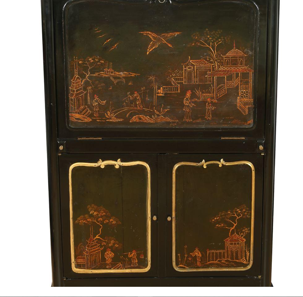 20th Century French Lacquered Chinoiserie Secretary