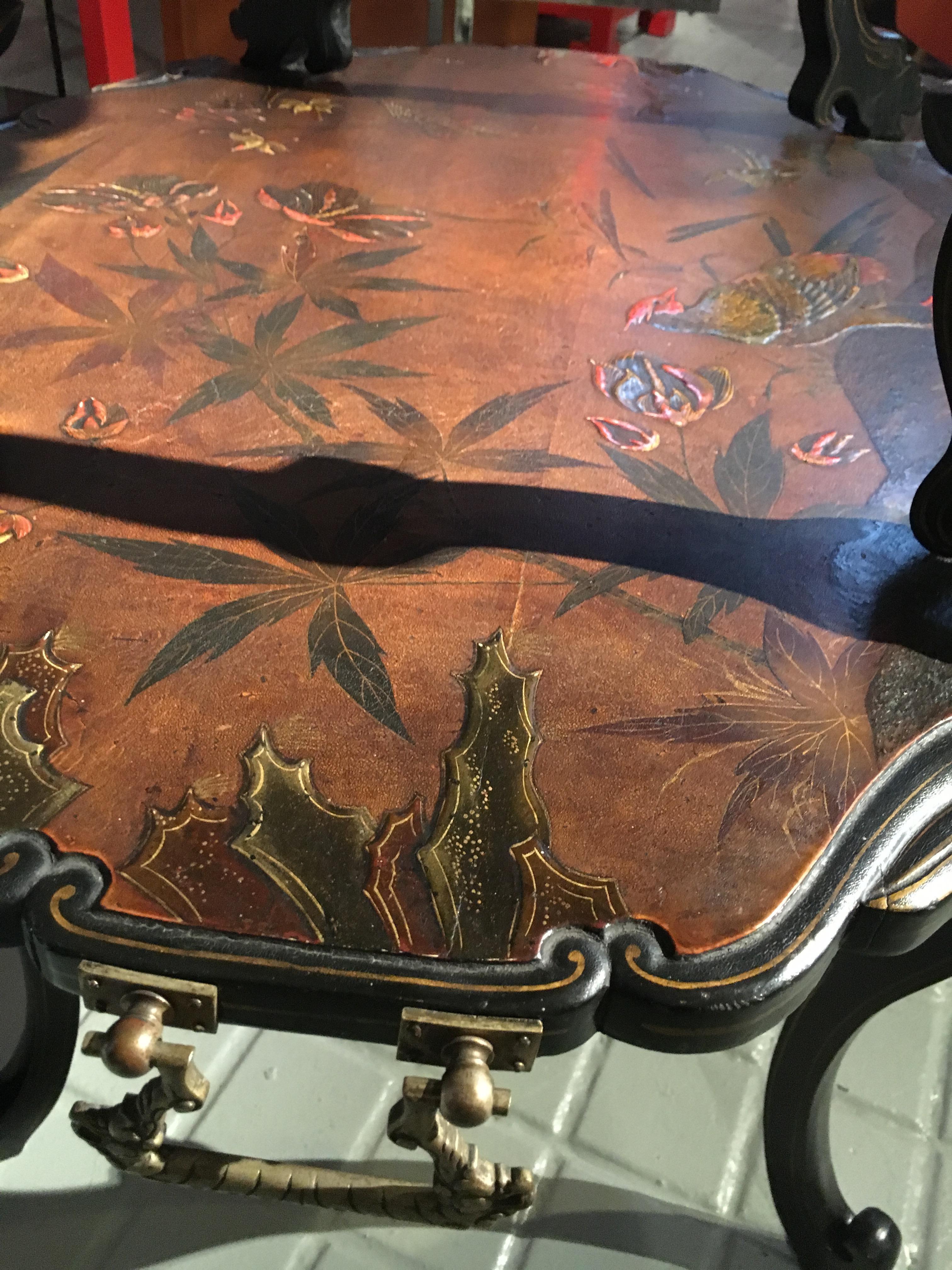 French Lacquered Two-Tier Table, circa 1880 For Sale 5