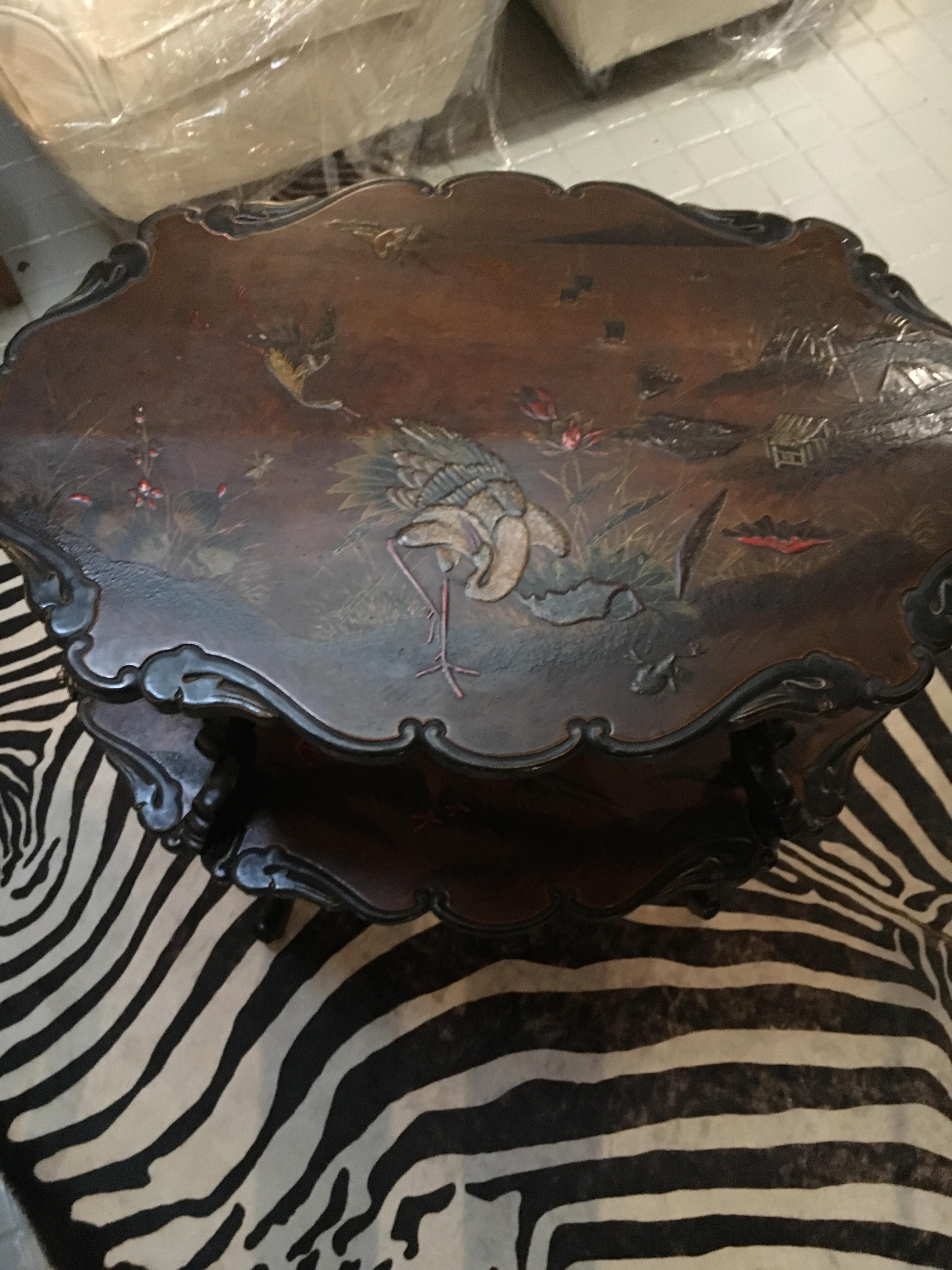 French Lacquered Two-Tier Table, circa 1880 In Good Condition For Sale In Saint-Ouen, FR