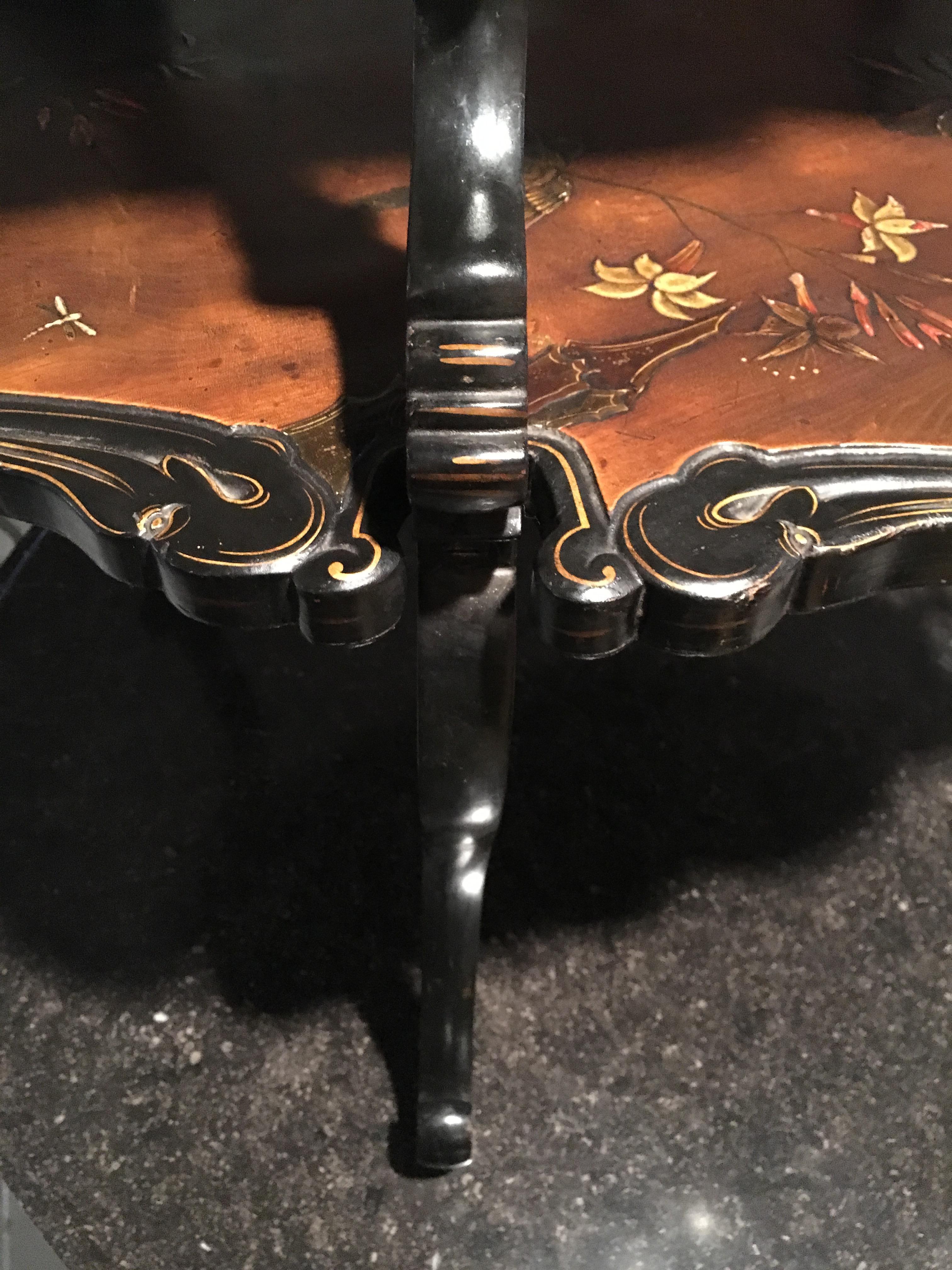 Wood French Lacquered Two-Tier Table, circa 1880