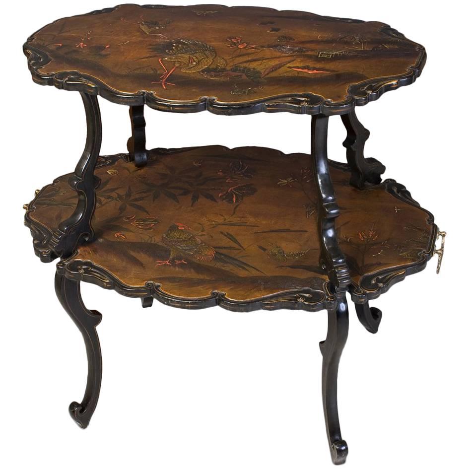 French Lacquered Two-Tier Table, circa 1880 For Sale
