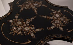 French Lacqure End Tables with Statues on Vases