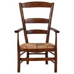 French Ladder Back Armchair with striped Rush Seat