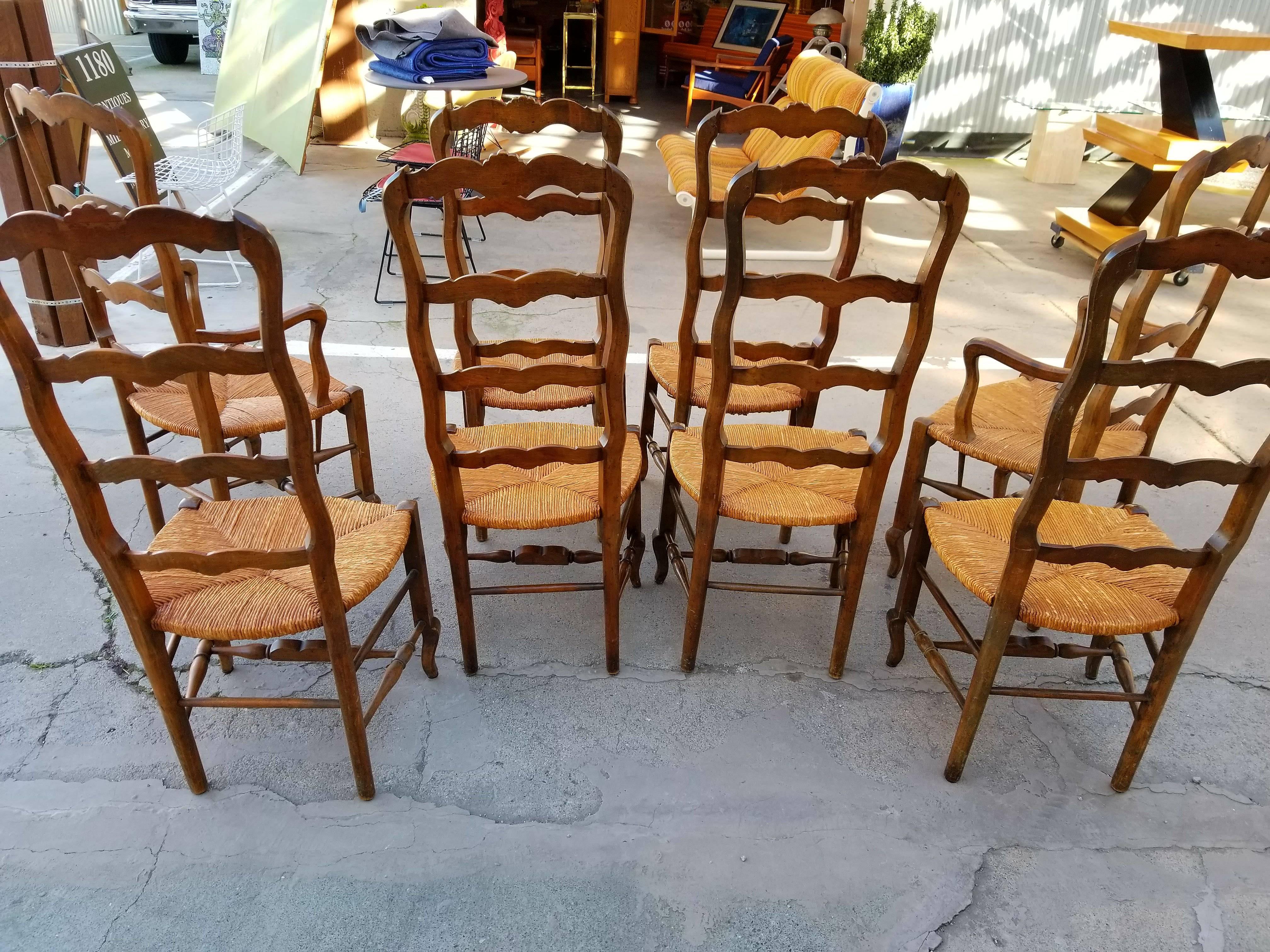 French Ladder Back Dining Chairs Set of Eight 5
