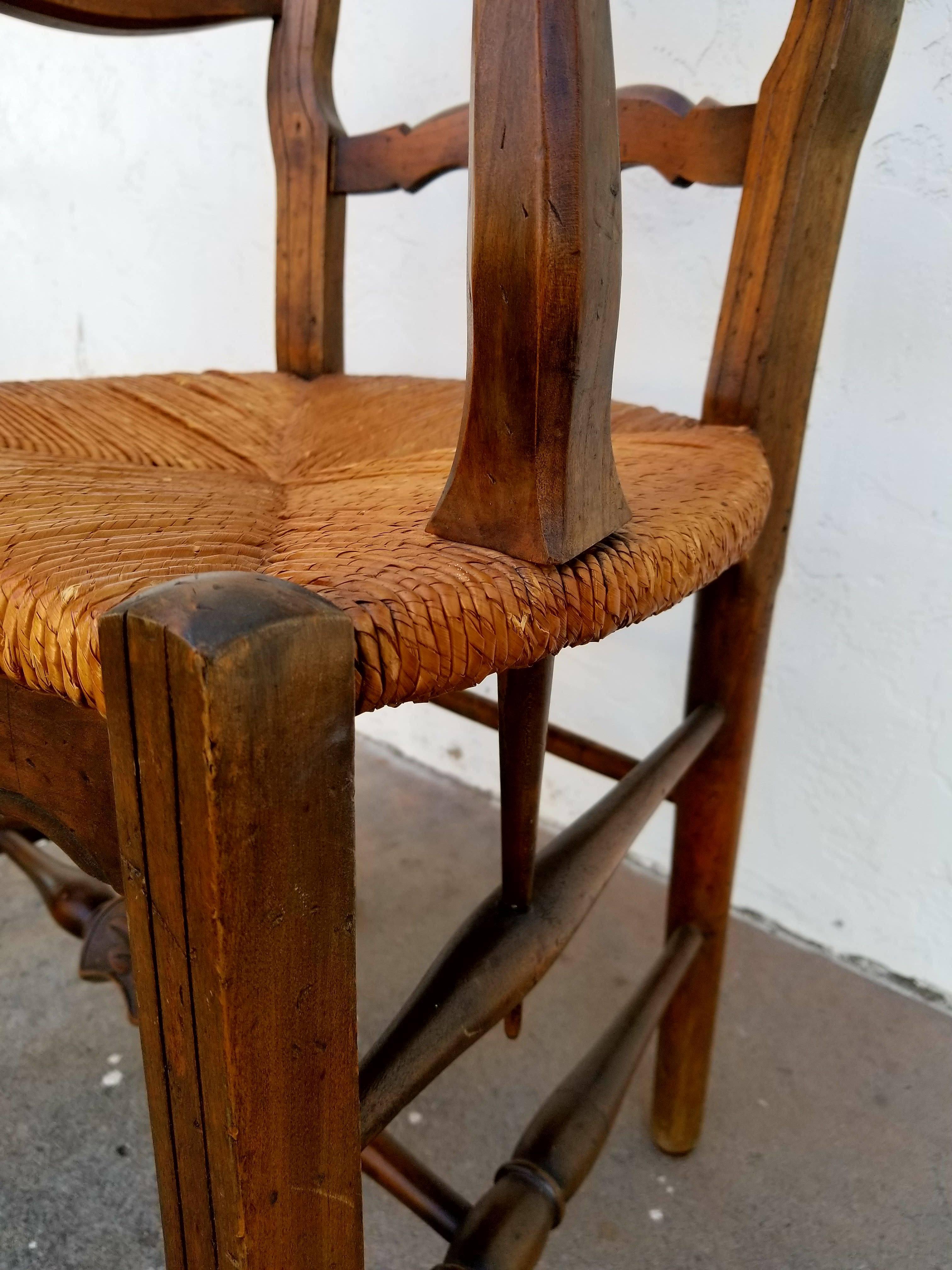 20th Century French Ladder Back Dining Chairs Set of Eight