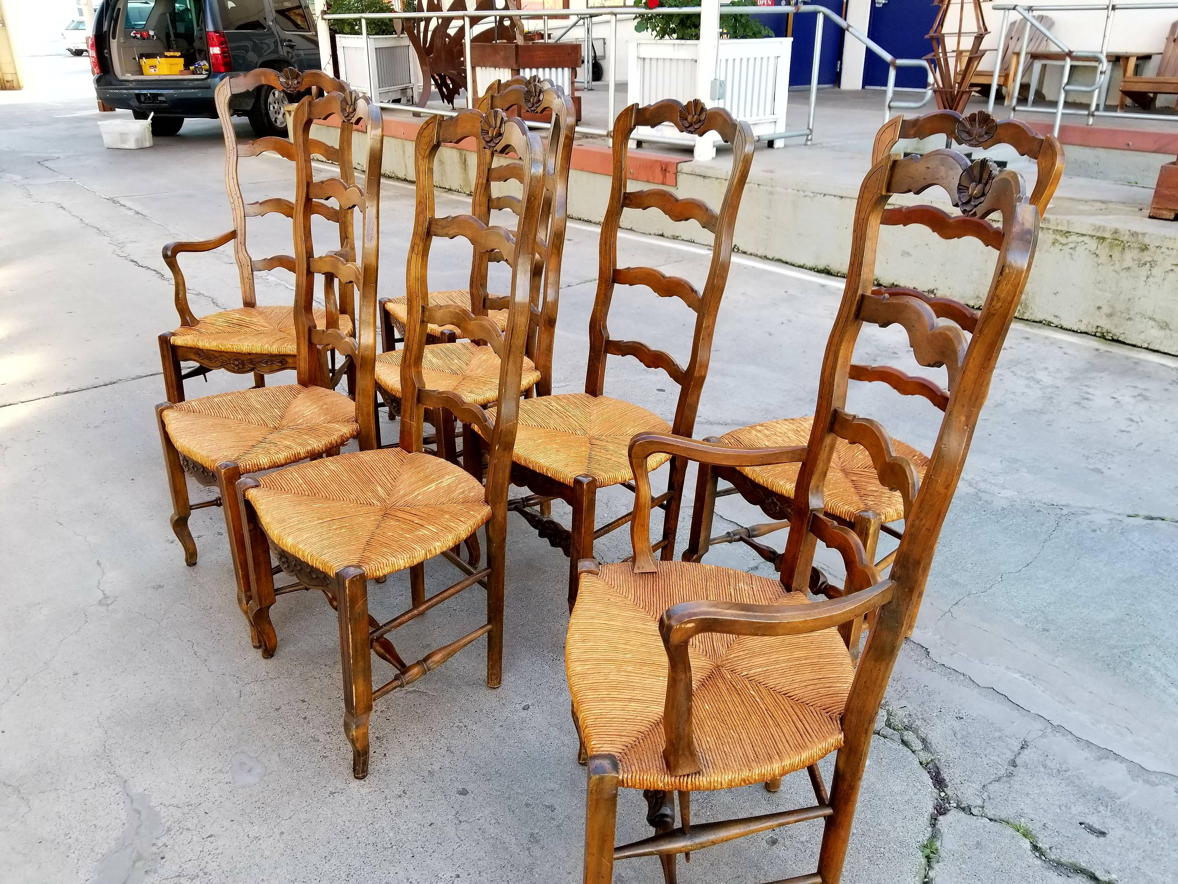 French Ladder Back Dining Chairs Set of Eight 4