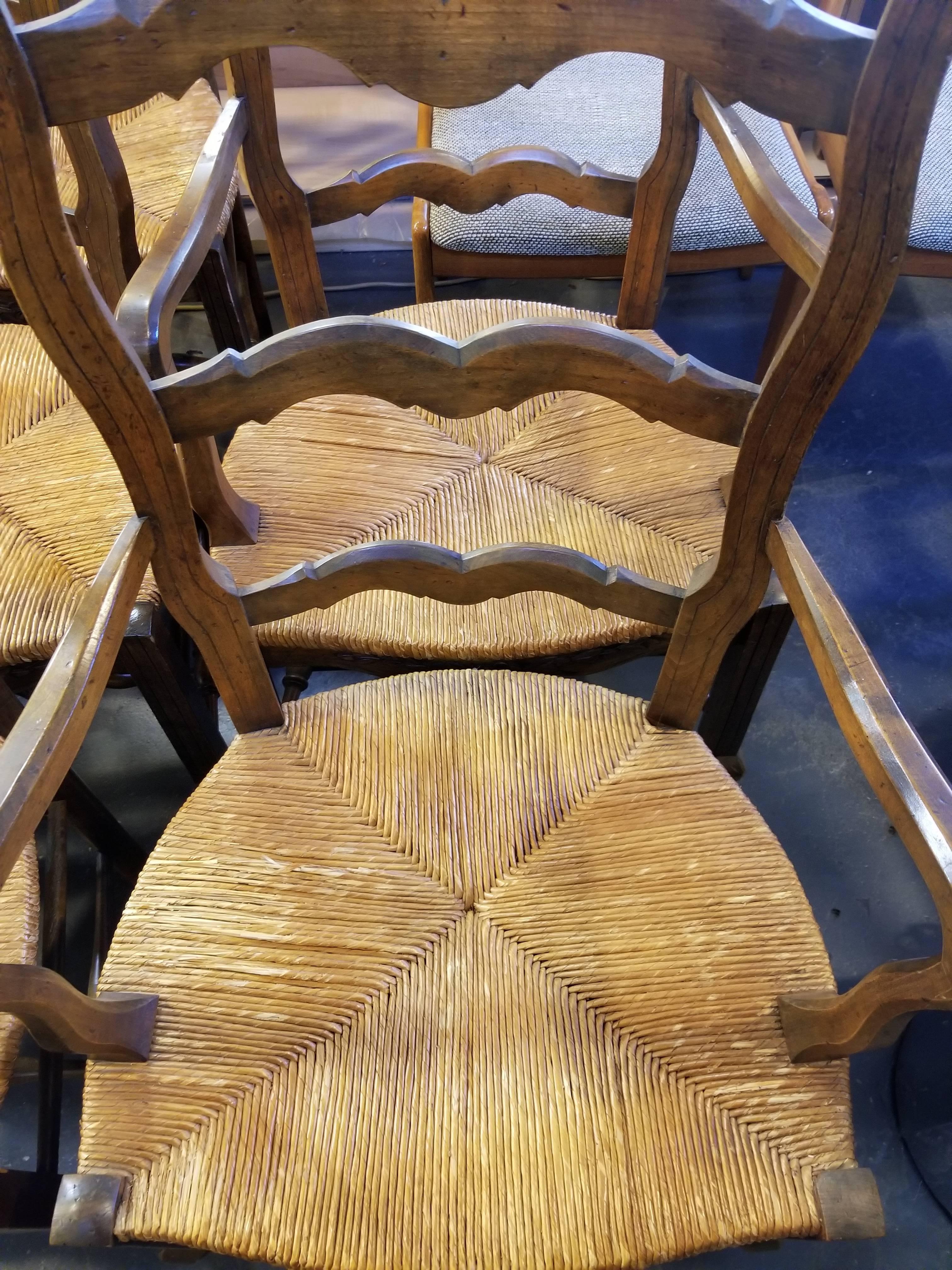 French Ladder Back Dining Chairs Set of Eight 6