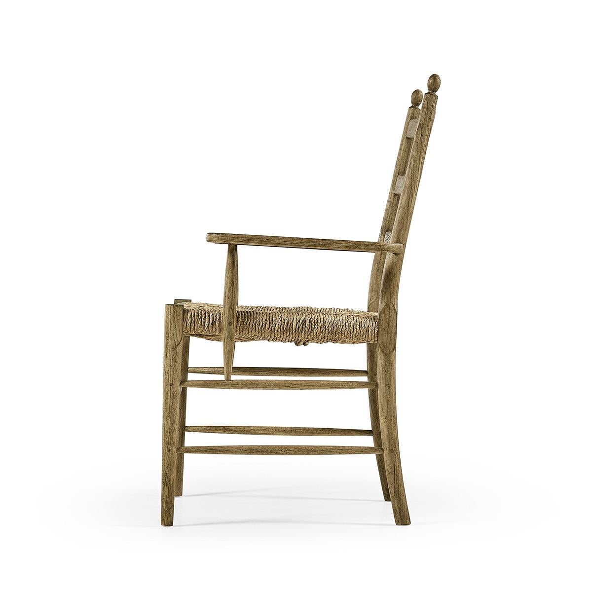French Ladderback Arm Chair - Chestnut For Sale 3
