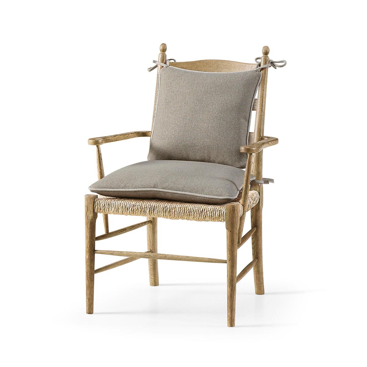 French Ladderback Arm Chair - Chestnut For Sale 5