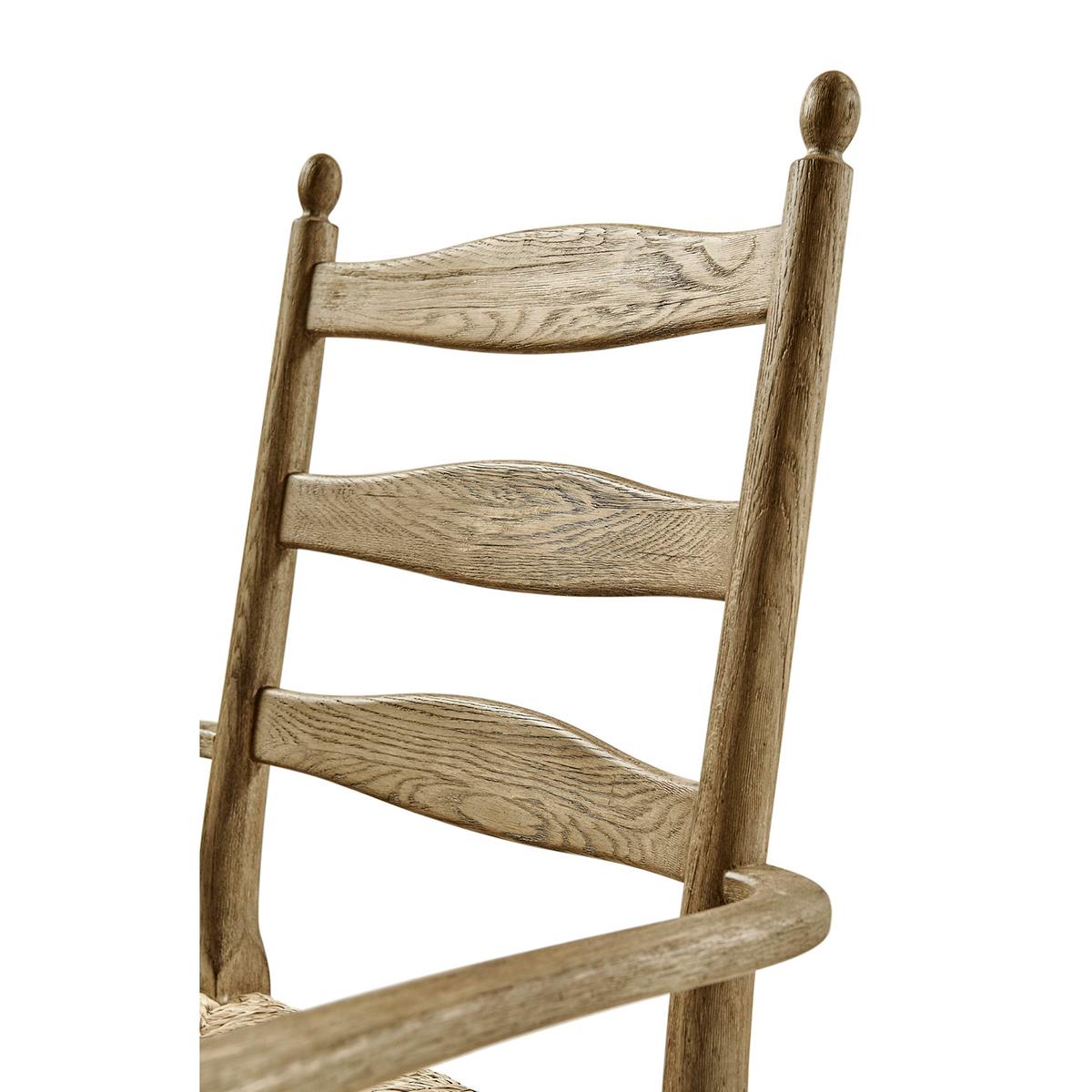 Vietnamese French Ladderback Arm Chair - Chestnut For Sale