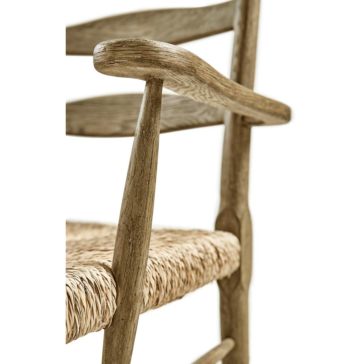 French Ladderback Arm Chair - Chestnut In New Condition For Sale In Westwood, NJ