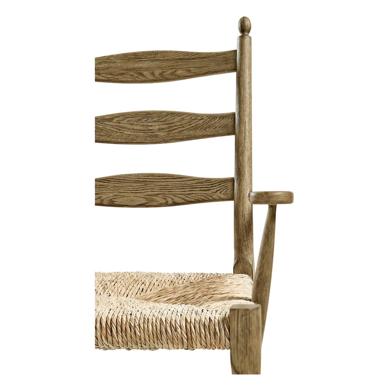 French Ladderback Arm Chair - Chestnut For Sale 1