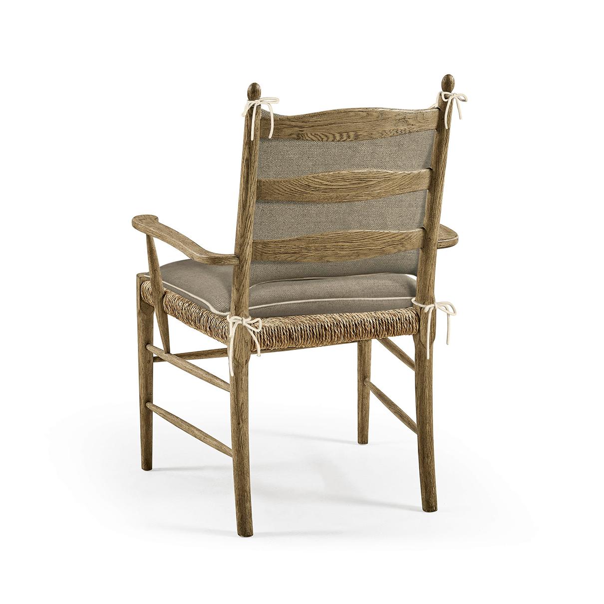 French Ladderback Arm Chair - Chestnut For Sale 2