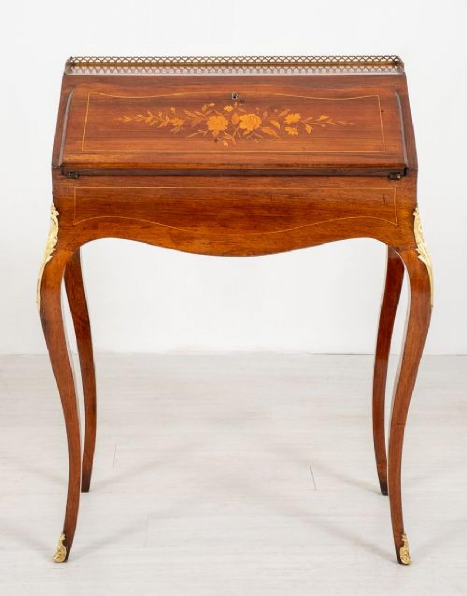 French Ladies Desk Antique Bureau De Dame, 1860 For Sale 7
