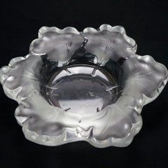 French Lalique Art Glass Leaf Form Center Bowl 20th C