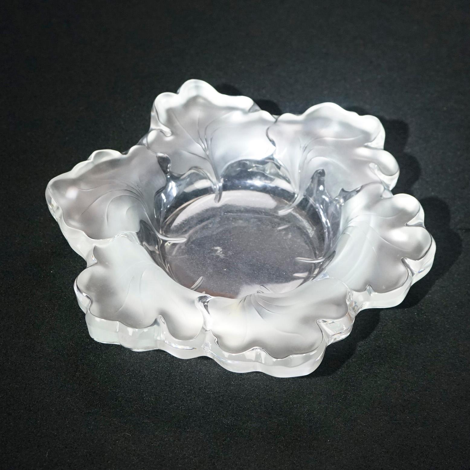 20th Century French Lalique Art Glass Leaf Form Center Bowl 20th C