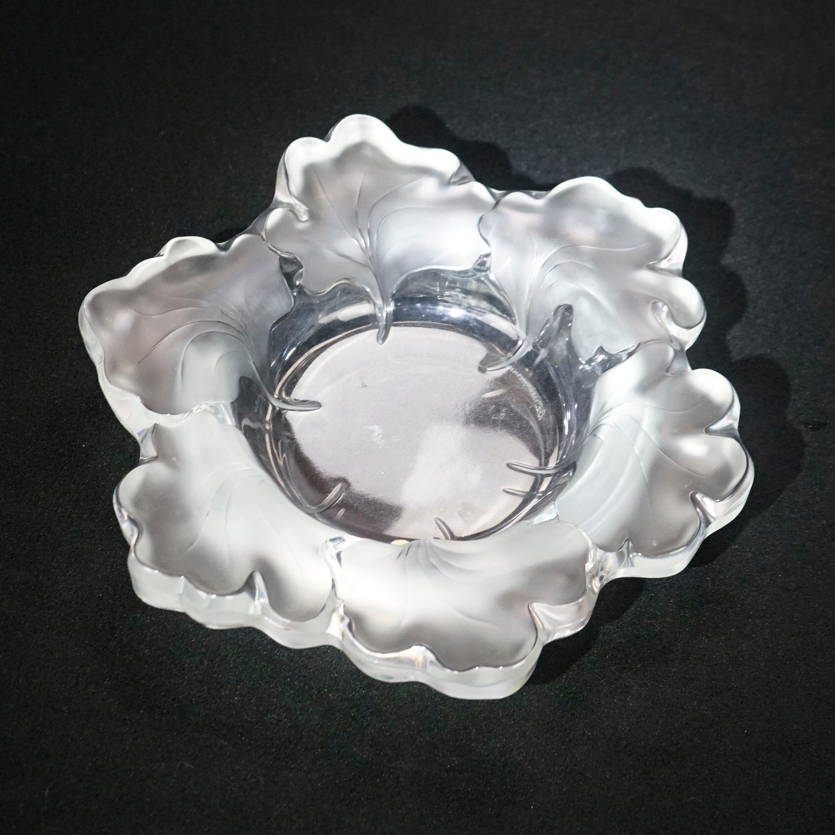 French Lalique Art Glass Leaf Form Center Bowl 20th C 1