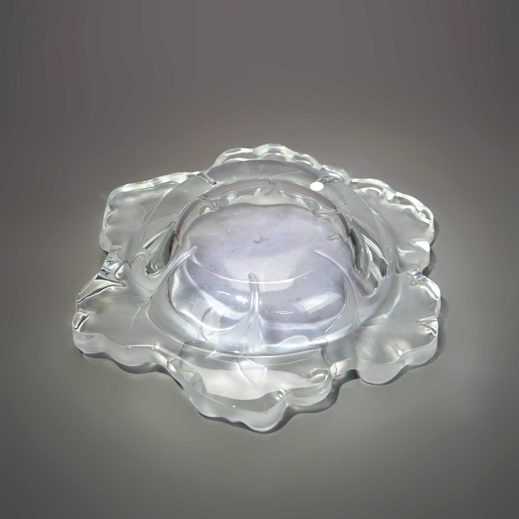 French Lalique Art Glass Leaf Form Center Bowl 20th C 3