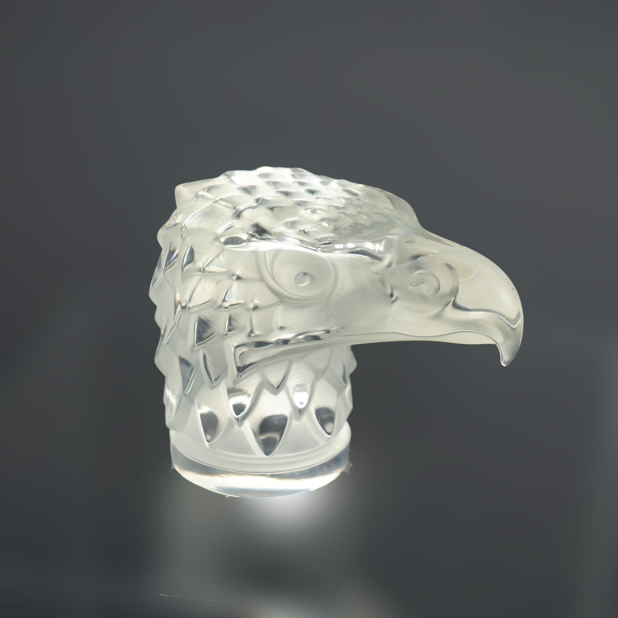 French Lalique Crystal Glass Figural Eagle Head Paperweight, Signed, 20thC

Measures - 4.75
