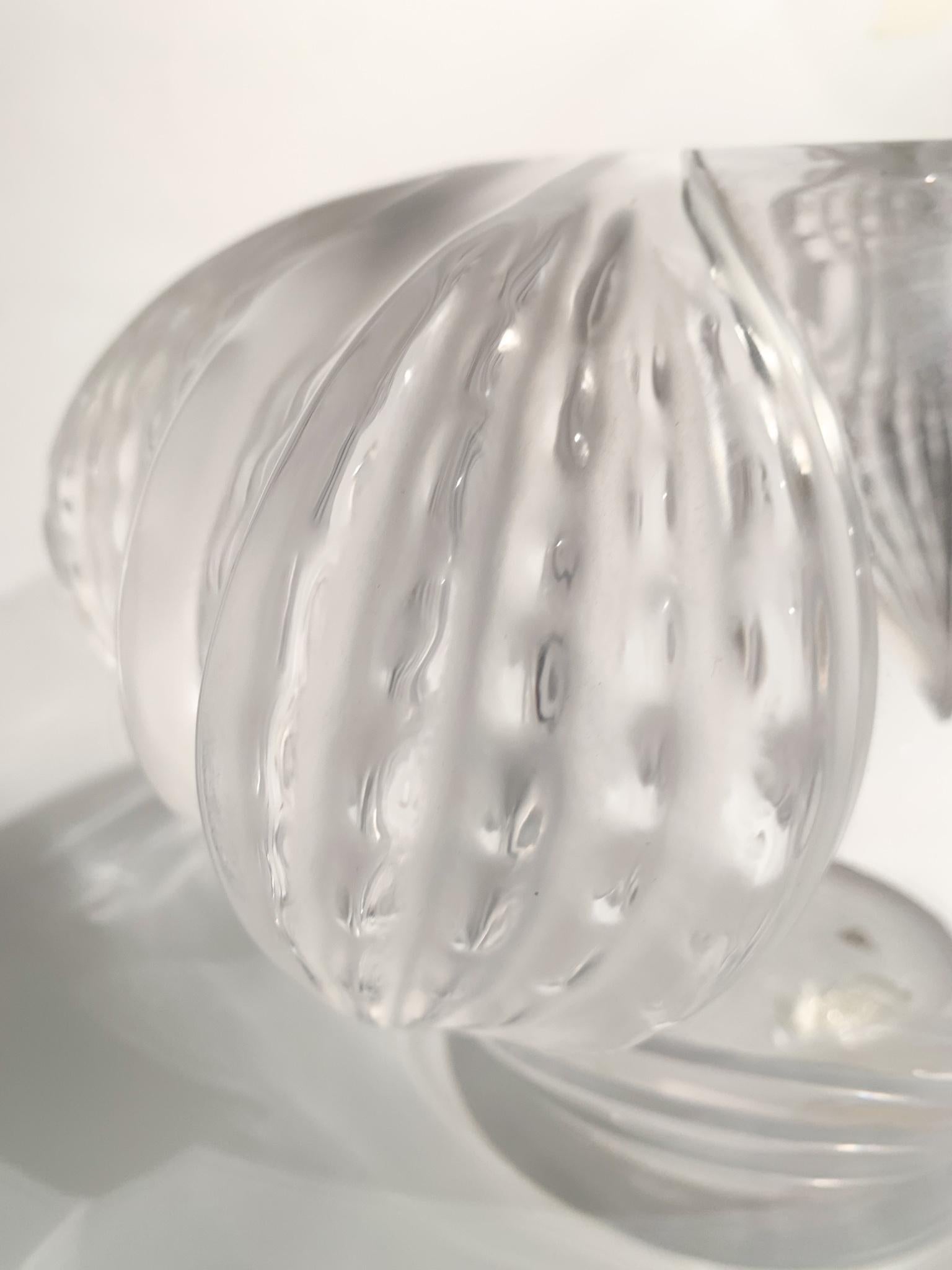 French Lalique Crystal Vase, San Diego Model, 1940s In Fair Condition For Sale In Milano, MI