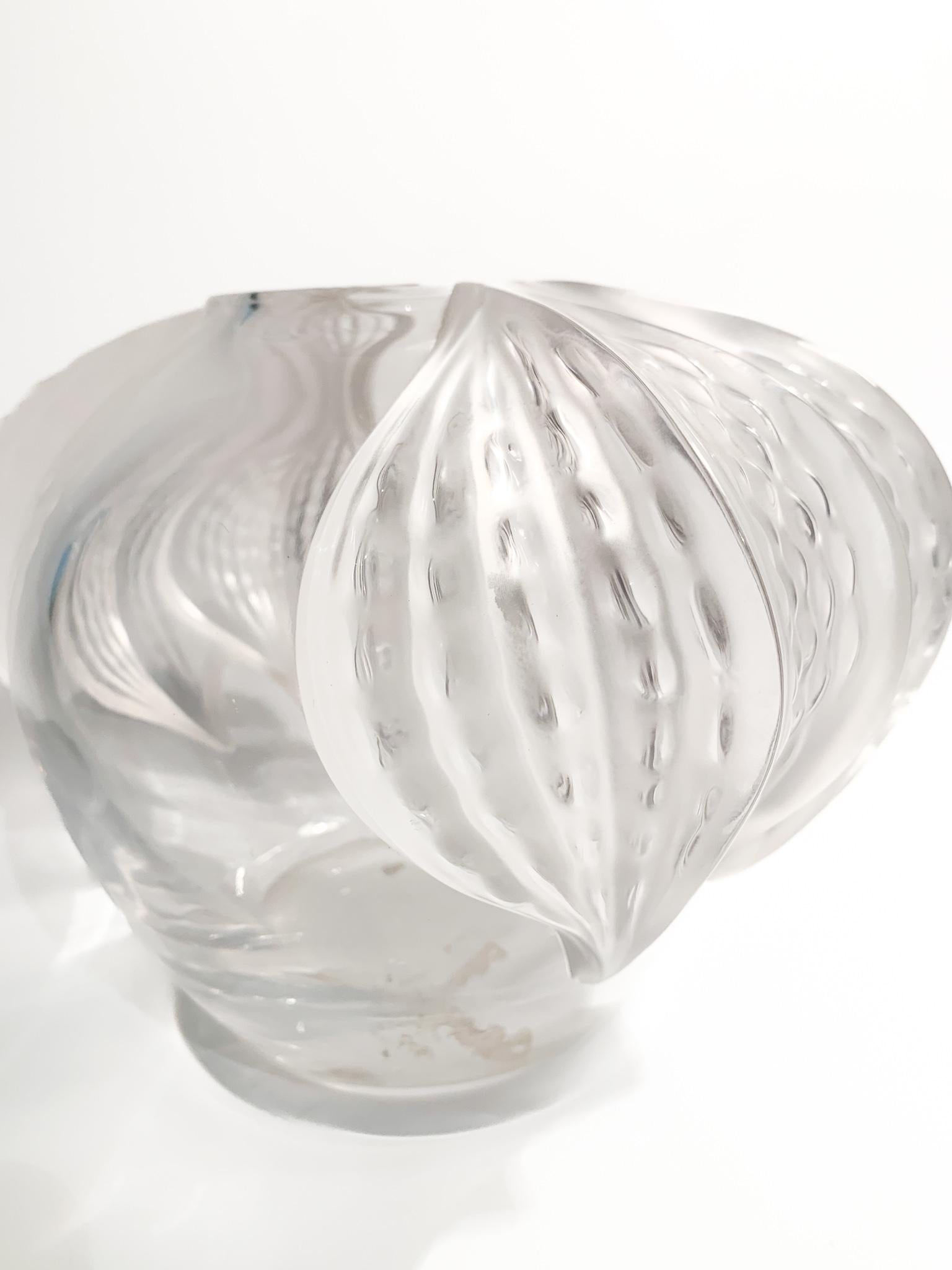 French Lalique Crystal Vase, San Diego Model, 1940s For Sale 3