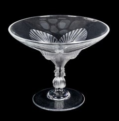 French Lalique Crystal Virginia Design Footed Bowl/Coupe
