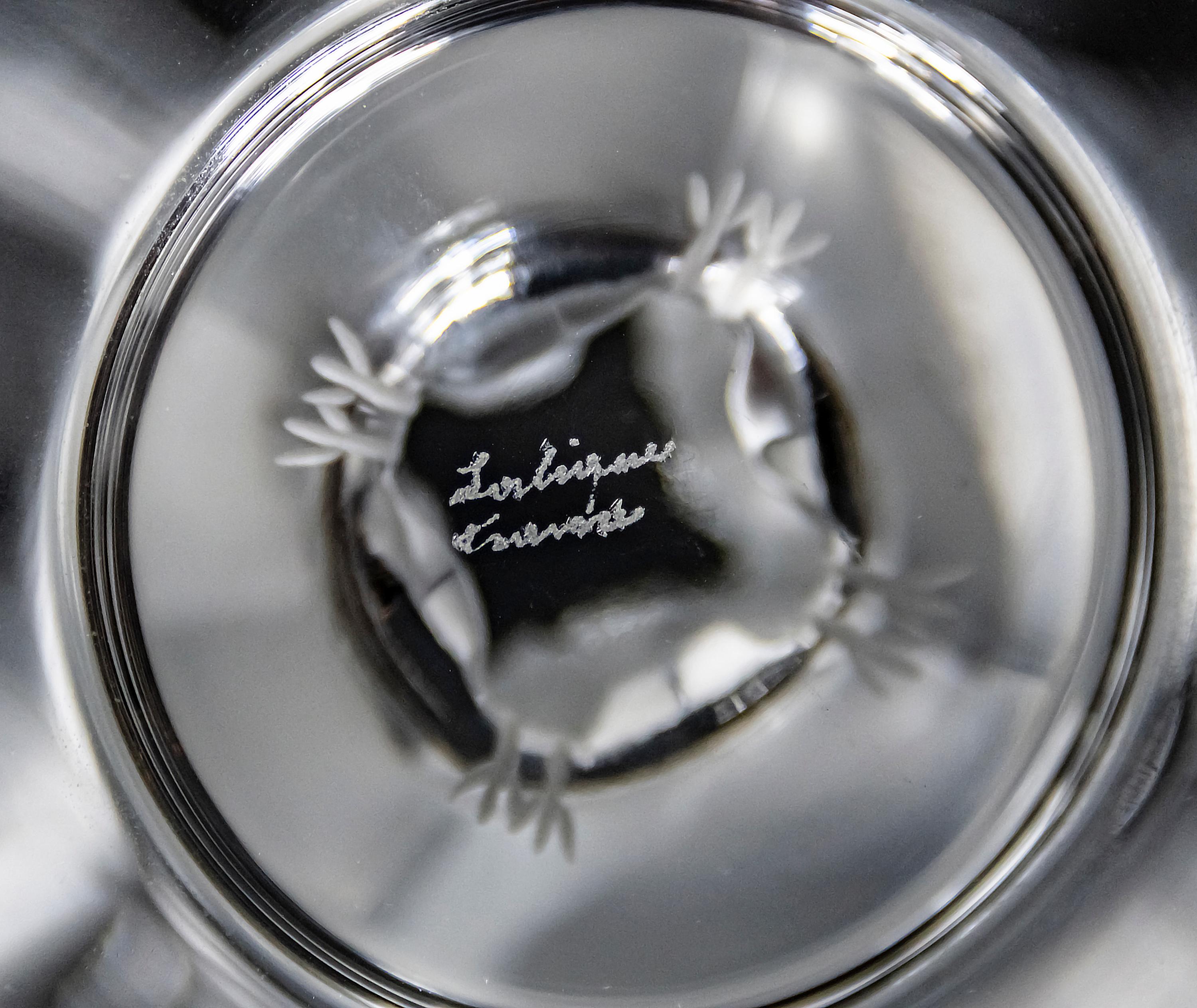 Französische Schale/Coupe aus Lalique-Kristall mit Fuß im Virginia-Design im Angebot 1