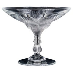 Retro French Lalique Crystal Virginia Design Footed Bowl/Coupe