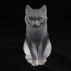 French Lalique Frosted Crystal Sitting Cat Sculpture, Style No. 1160300