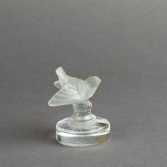 French Lalique Frosted Glass Bird Sculpture