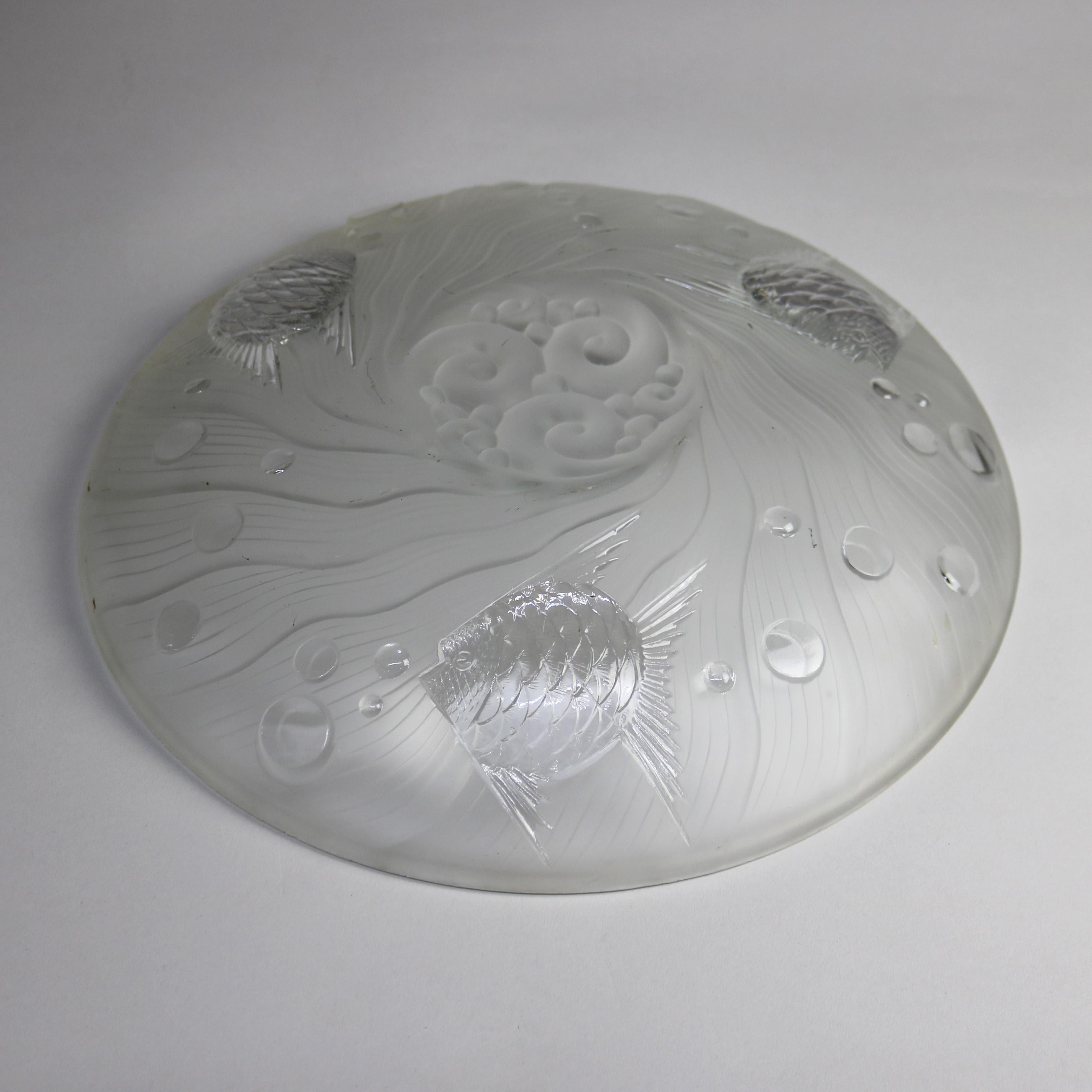 French Lalique School Art Glass Center Bowl with Goldfish, 20th C 7