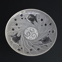 French Lalique School Art Glass Center Bowl with Goldfish, 20th C