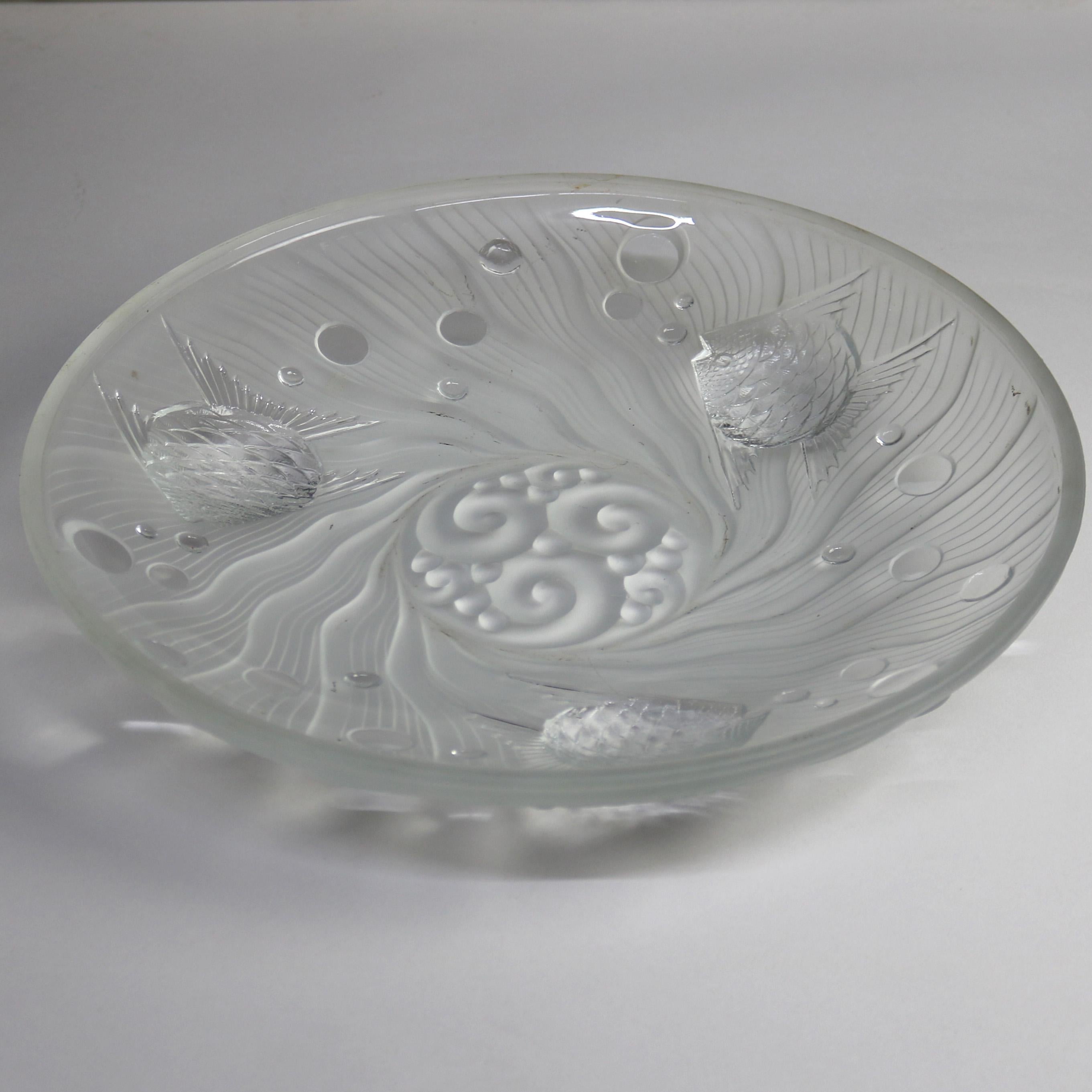 20th Century French Lalique School Art Glass Center Bowl with Goldfish, 20th C