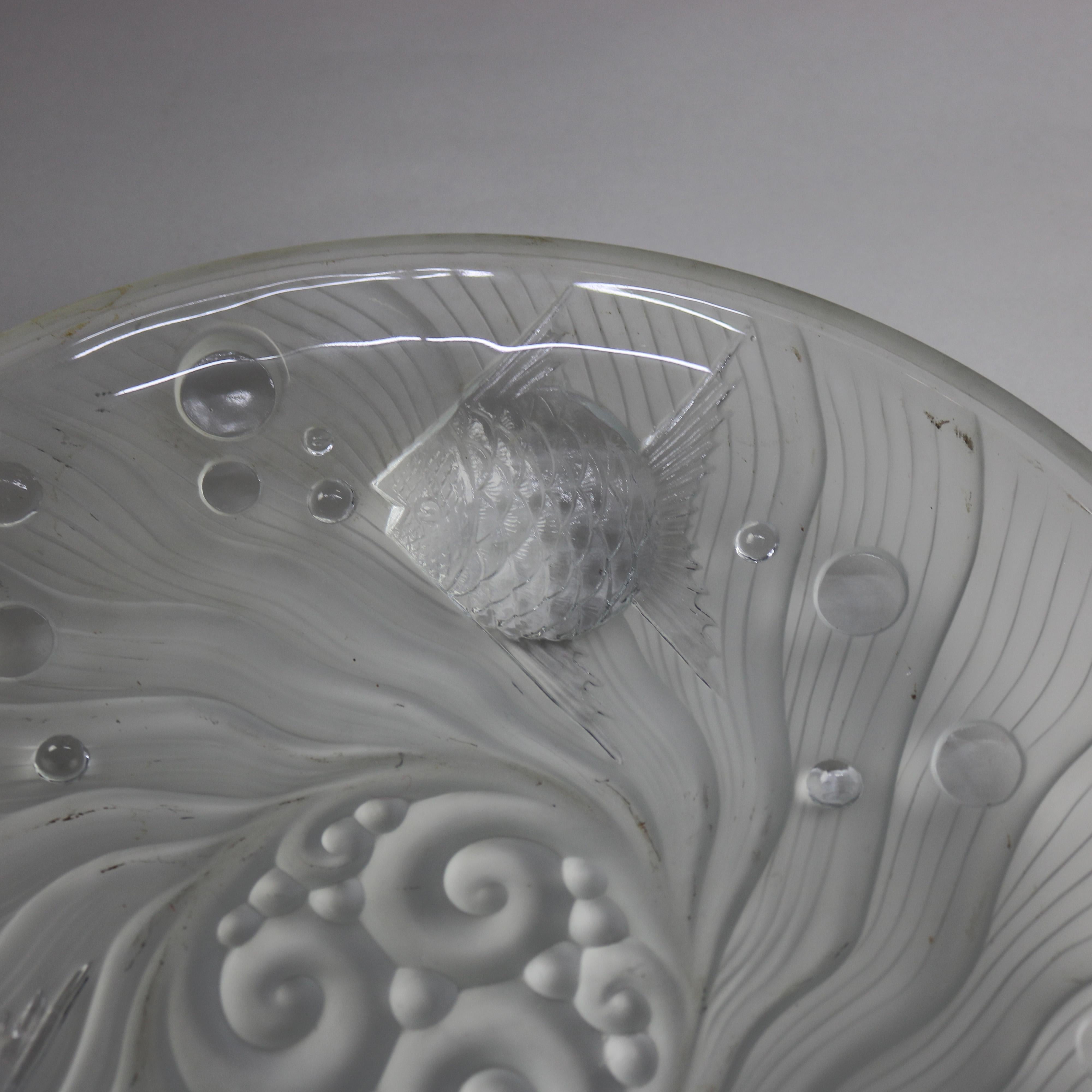 French Lalique School Art Glass Center Bowl with Goldfish, 20th C 2