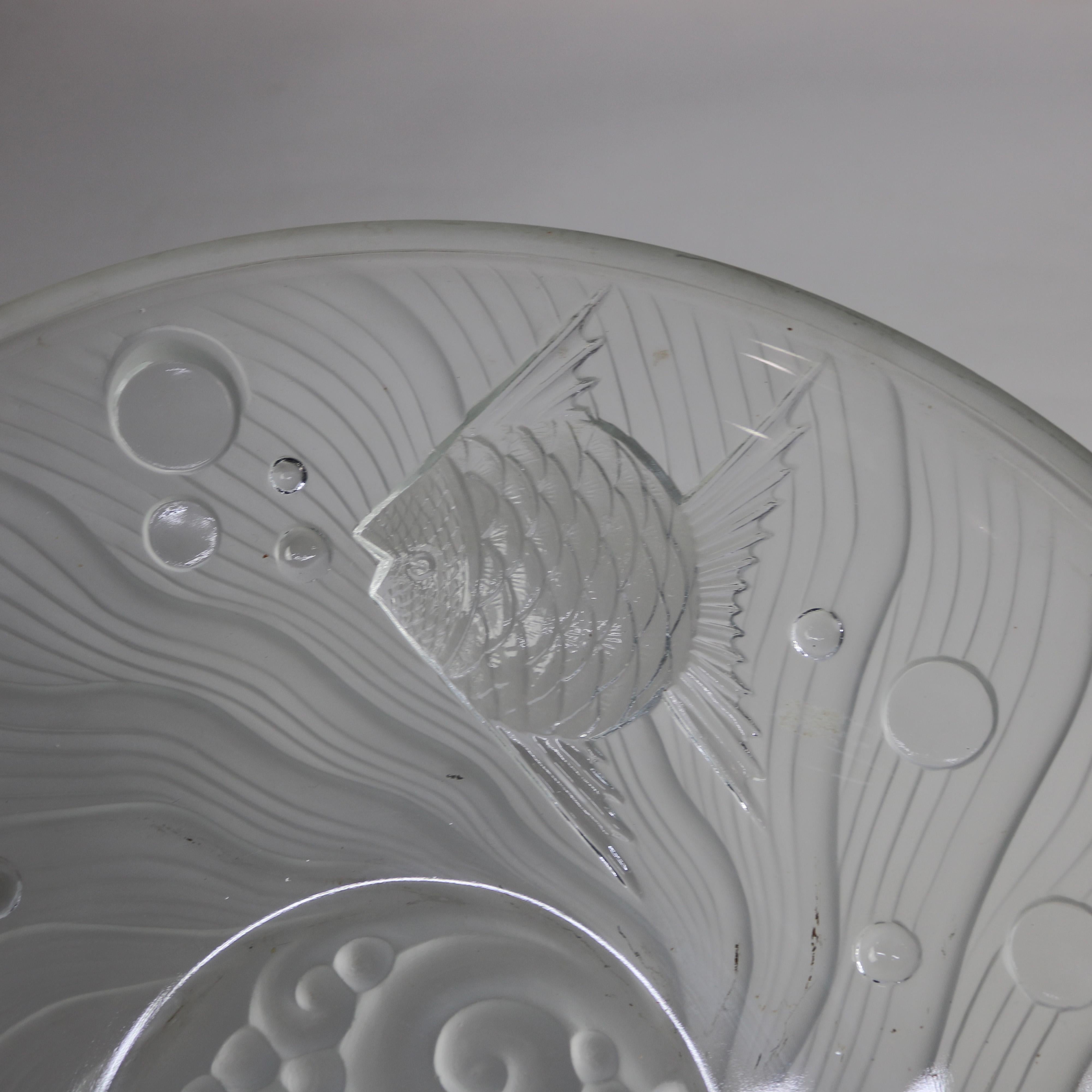 French Lalique School Art Glass Center Bowl with Goldfish, 20th C 3
